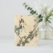 Zitten op een spinnerdraad briefkaart (Staand voorkant)