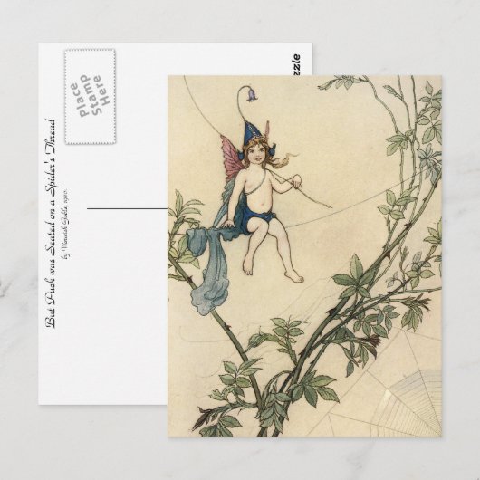 Zitten op een spinnerdraad briefkaart (Voorkant / Achterkant)