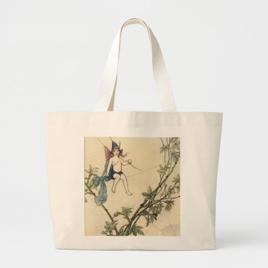 Zitten op een spinnerdraad grote tote bag (Voorkant)