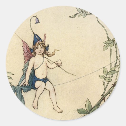 Zitten op een spinnerdraad ronde sticker (Voorkant)