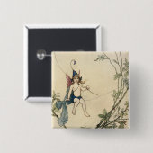 Zitten op een spinnerdraad vierkante button 5,1 cm (Voorkant /achterkant)