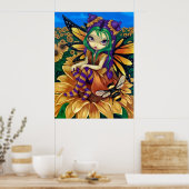 Zitten op een Zonnebloempje, een Fijne Feestenis. Poster (Keuken)