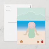 Zitten op het strandzand briefkaart (Voorkant / Achterkant)