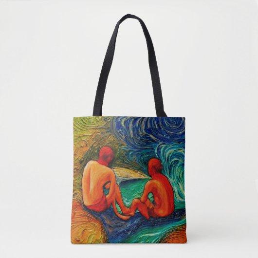 Zittend bij het rotsbad tote bag (Voorkant)