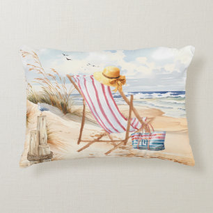 Zittend bij het Zee Beach Monogram Accent Kussen