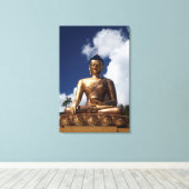 Zittend Boeddhabeeld Canvas Afdruk (Insitu (Houten vloer))