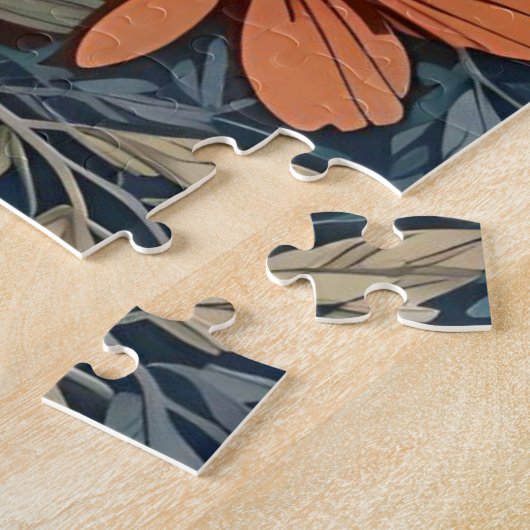 Zittend Bruin Konijn  Bloemen Legpuzzel (Zijkant)