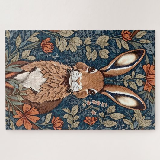 Zittend Bruin Konijn Bloemen Legpuzzel (Horizontaal)