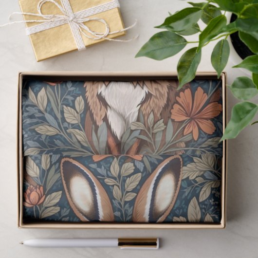 Zittend Bruin Konijn  Bloemen Tissuepapier (Geschenk)