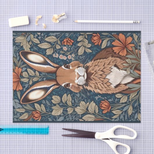 Zittend Bruin Konijn  Bloemen Tissuepapier (Craft)