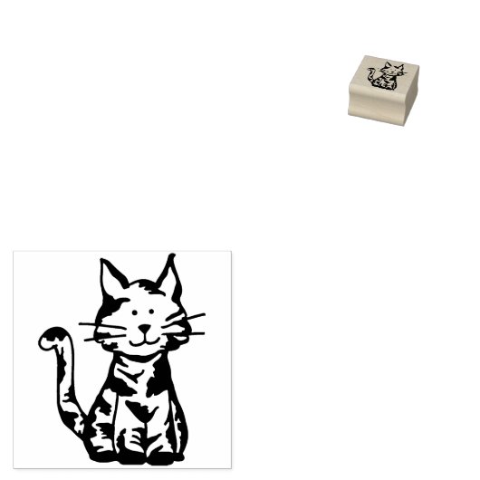 Zittend Calico Kitty Kat Rubberstempel (Gestempeld)