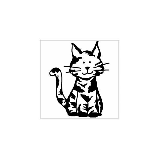 Zittend Calico Kitty Kat Rubberstempel (Afrduk)