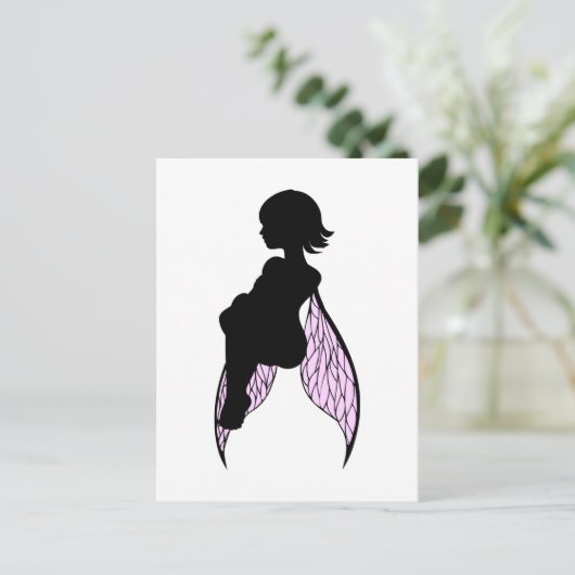 Zittend Fairy Silhouet Briefkaart (Staand voorkant)