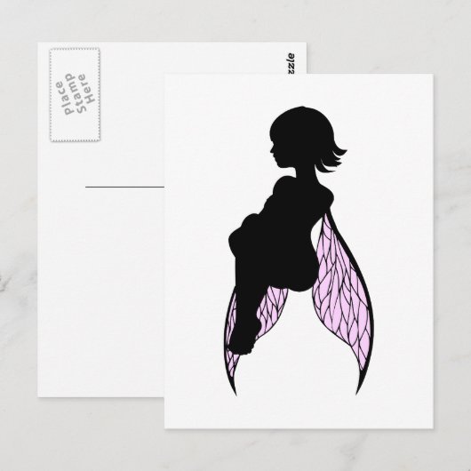 Zittend Fairy Silhouet Briefkaart (Voorkant / Achterkant)