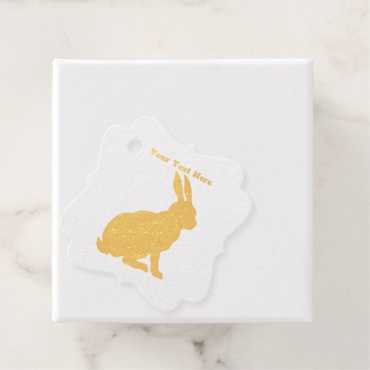 Zittend Gouden Folie Konijn Side Profiel Grote ore Bedankjes Labels (Met doos)