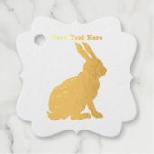 Zittend Gouden Folie Konijn Side Profiel Grote ore Bedankjes Labels (Voorkant)