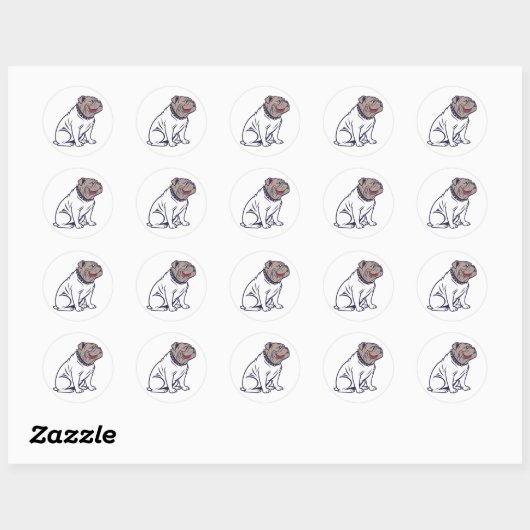 Zittend grappige Franse Bulldog Ronde Sticker (Vel)