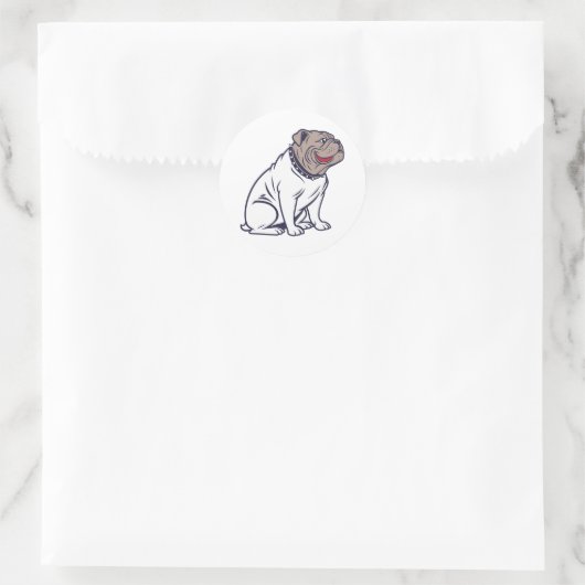 Zittend grappige Franse Bulldog Ronde Sticker (Tas)