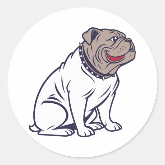 Zittend grappige Franse Bulldog Ronde Sticker (Voorkant)