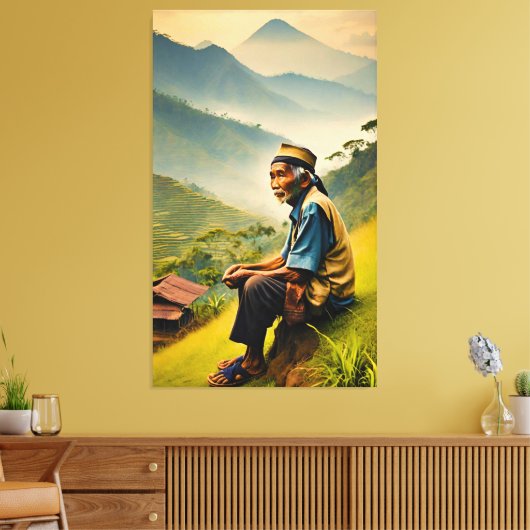 Zittend in sereniteit canvas afdruk (Insitu (Woonkamer))