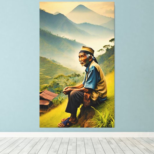 Zittend in sereniteit canvas afdruk (Insitu (Houten vloer))