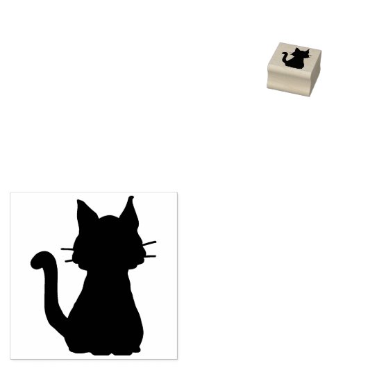 Zittend Kitty kat silhouet Rubberstempel (Gestempeld)