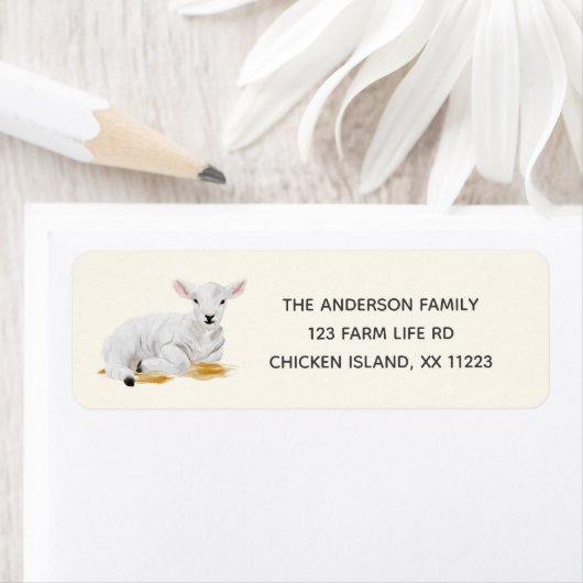 Zittend lam retouradres Label (Insitu)