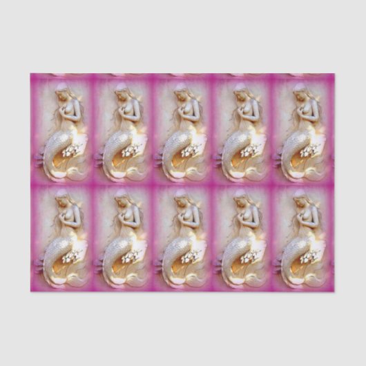 zittend mermaids roze tissuepapier (Voorkant)