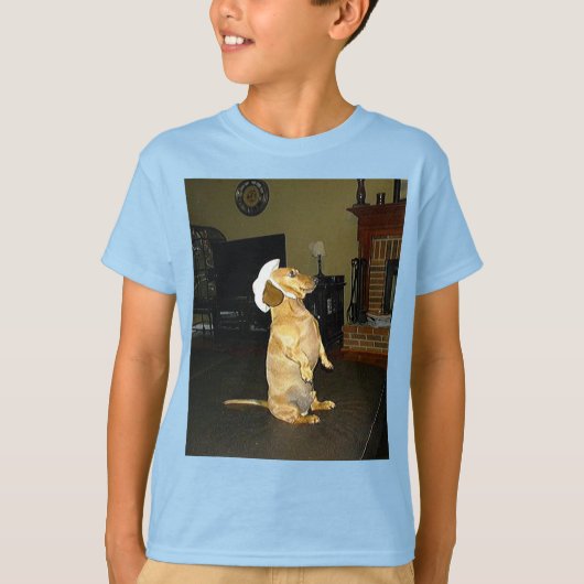 Zittend  of tv kijken Dachshund Kinder T-shirt (Voorkant)