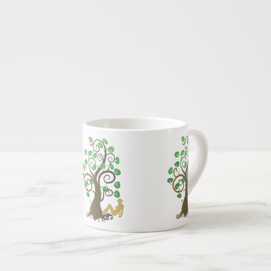 Zittend onder de boom espresso kop (Voorkant rechts)