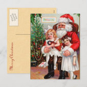 Zittend op de schoot van de Kerstman Feestdagenkaart (Voorkant / Achterkant)