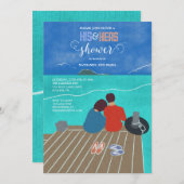 Zittend op de steiger van de baai douche uitnodigi kaart (Voorkant / Achterkant)