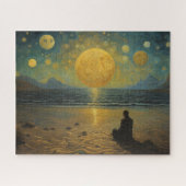 Zittend op het strand van de surrealistische werel legpuzzel (Horizontaal)