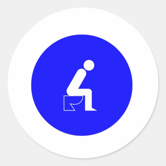 Zittend op toilet ronde sticker (Voorkant)