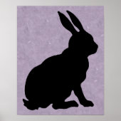 Zittend zwart Konijn Silhouet Tall ears Paarse Poster (Voorkant)