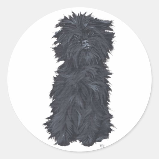 Zittende Affenpinscher Ronde Sticker (Voorkant)