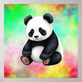 Zittende Baby Panda Poster