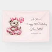 Zittende Ballerina Beer Verjaardag Spandoek (Horizontaal)