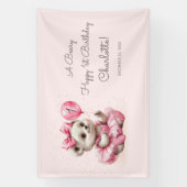 Zittende Ballerina Beer Verjaardag Spandoek (Verticaal)