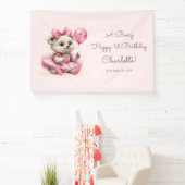 Zittende Ballerina Beer Verjaardag Spandoek (Insitu)