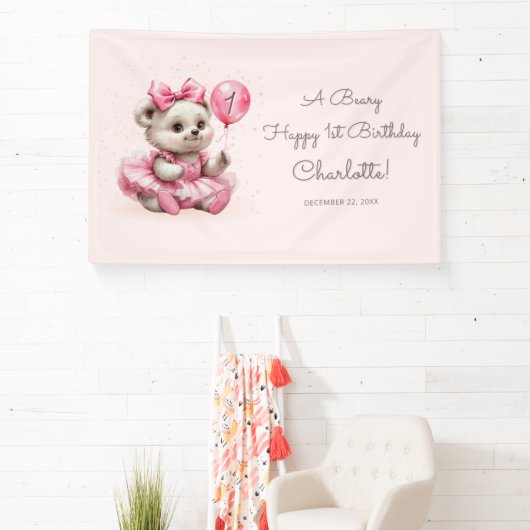 Zittende Ballerina Beer Verjaardag Spandoek (Insitu)