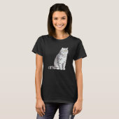 Zittende Britse Korthaar Kat T-shirt (Voorkant volledig)