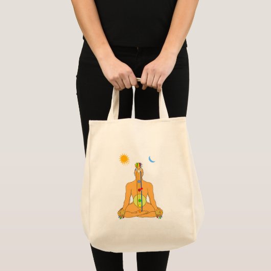 Zittende Chakras Tote Bag (Voorkant (product))