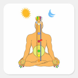 Zittende Chakras Vierkante Sticker