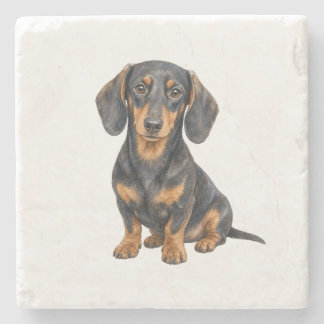 Zittende Dachshund Natuurstenen Onderzetter