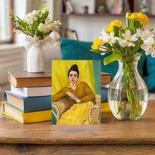 Zittende dame in rieten stoel | Koloman Moser Briefkaart