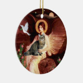 Zittende engel - Amerikaanse bobtail kat Keramisch Ornament (Rechts)