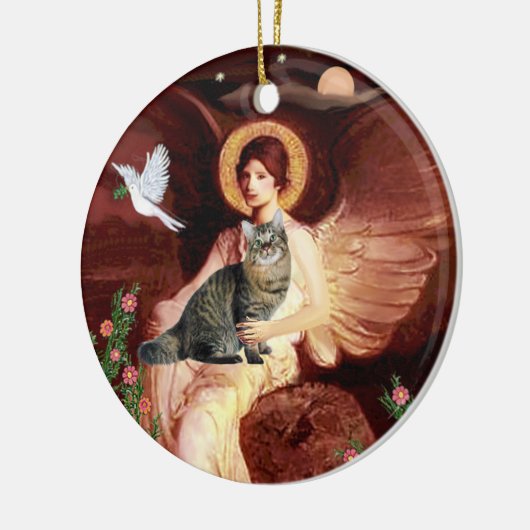 Zittende engel - Amerikaanse bobtail kat Keramisch Ornament (Links)