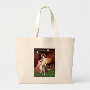 Zittende Engel - Noorse Elandshond Grote Tote Bag