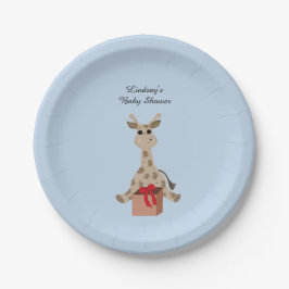 Zittende Giraffe Baby Shower Papieren Bordje
